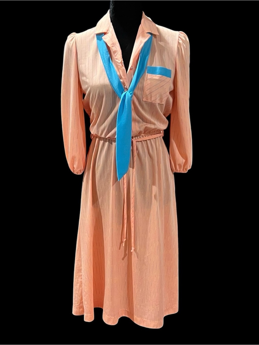 Doo-Dads - 80's Peach/Turquoise Pullover Dress - Size XS/S